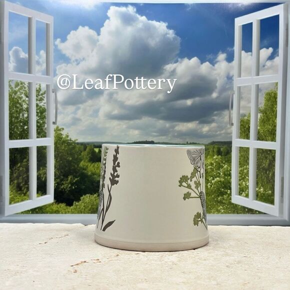 Gray/Blue Butterflies in Spring Beige Ceramic 18oz Mug - Picture 3 of 10